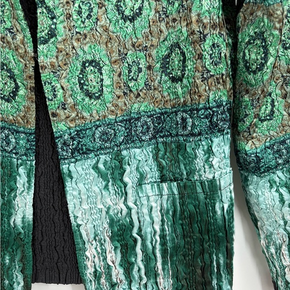 Tania Nardi Y2K 2000s Green Black polyester Crinkle Stretchy Jacket Blazer small - Picture 4 of 15